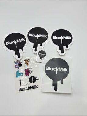 BlackMilk Black & White Drip Logo Sticker Set